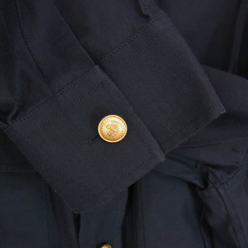 GUCCI グッチ 619032 Z407M エポレット付き 金ボタン キュプラ 長袖シャツ ネイビー系 46【中古】