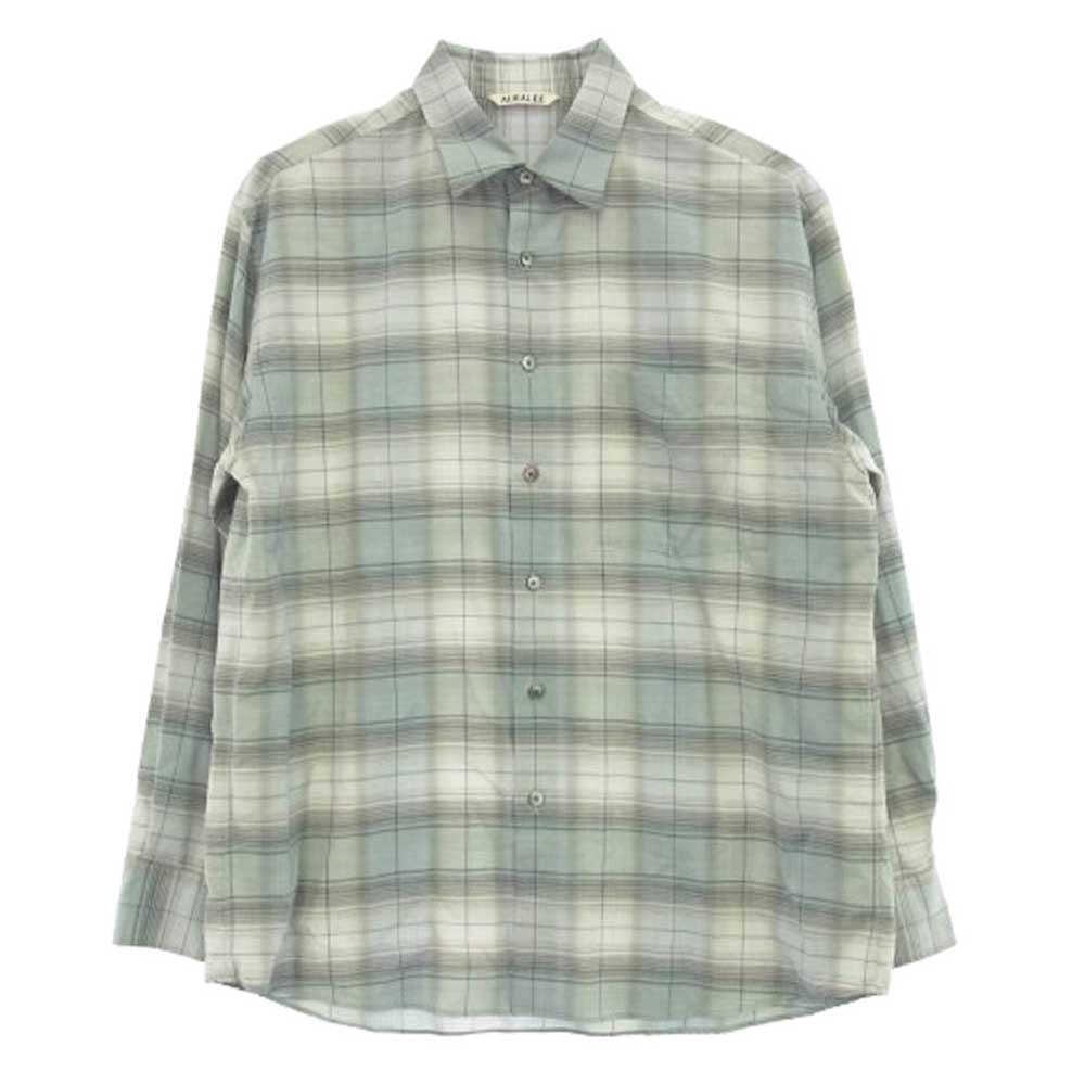 AURALEE オーラリー 25SS A25SS01LC SUPER LIGHT WOOL CHECK SHIRT スーパーライト ウール チェック 長袖シャツ グレー系 3【中古】