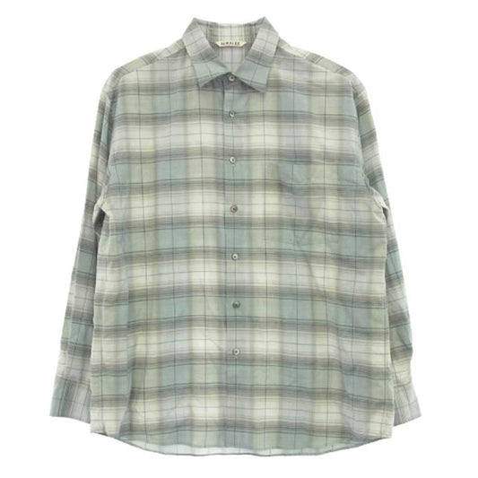 AURALEE オーラリー 25SS A25SS01LC SUPER LIGHT WOOL CHECK SHIRT スーパーライト ウール チェック 長袖シャツ グレー系 3【中古】