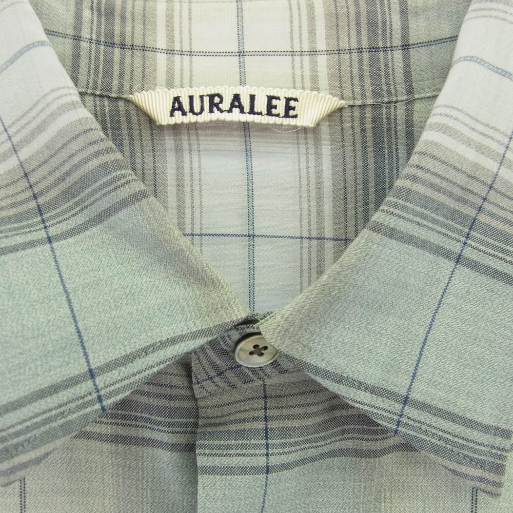 AURALEE オーラリー 25SS A25SS01LC SUPER LIGHT WOOL CHECK SHIRT スーパーライト ウール チェック 長袖シャツ グレー系 3【中古】