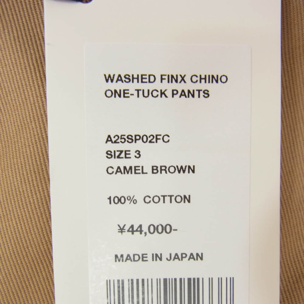 AURALEE オーラリー 25SS A25SP02FC WASHED FINX CHINO ONE-TUCK PANTS ウォッシュ加工 ワンタック チノパンツ ブラウン系 3【中古】