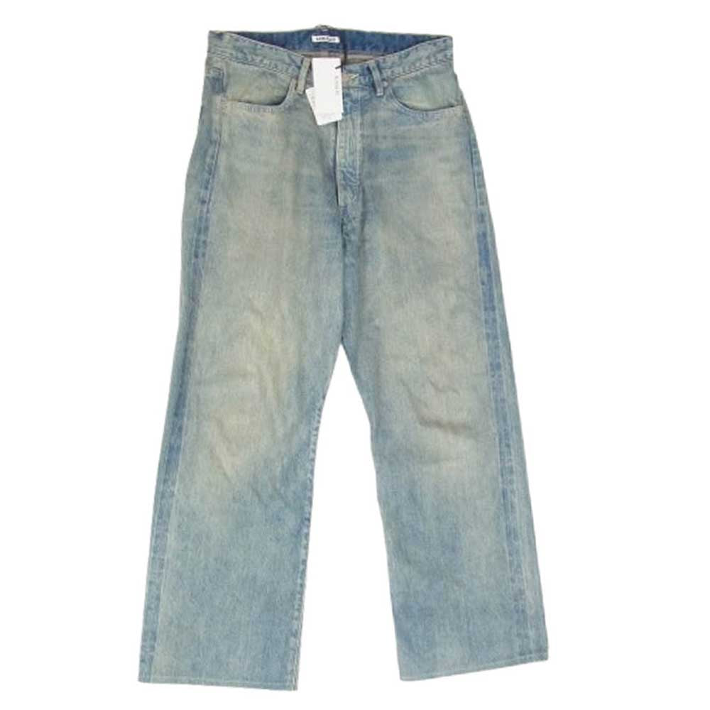 AURALEE オーラリー 23AW A23AP02DE SELVEDGE FADED LIGHT DENIM PANTS ユーズド加工 ストレートデニムパンツ インディゴブルー系 3【中古】
