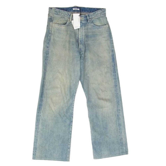 AURALEE オーラリー 23AW A23AP02DE SELVEDGE FADED LIGHT DENIM PANTS ユーズド加工 ストレートデニムパンツ インディゴブルー系 3【中古】