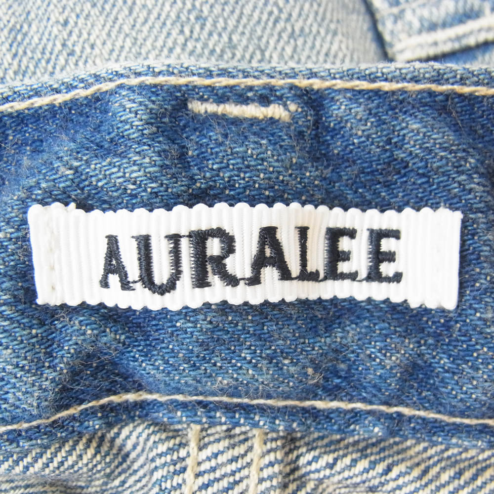 AURALEE オーラリー 23AW A23AP02DE SELVEDGE FADED LIGHT DENIM PANTS ユーズド加工 ストレートデニムパンツ インディゴブルー系 3【中古】