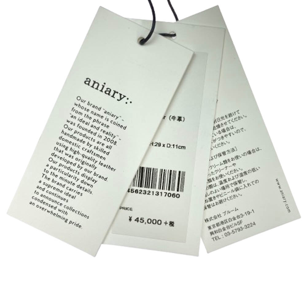 aniary アニアリ 36-02003 Artisan Leather アルティザンレザー トートバッグ ビジネスバッグ ブラック系【新古品】【未使用】【中古】