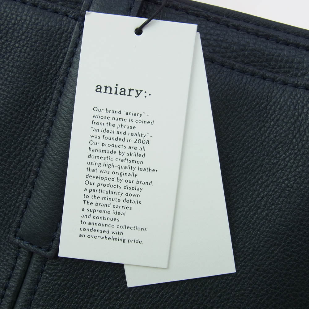 aniary アニアリ 07-02001 panel in tote パネルイントート ステアレザー ビジネス トートバッグ ダークネイビー系【新古品】【未使用】【中古】
