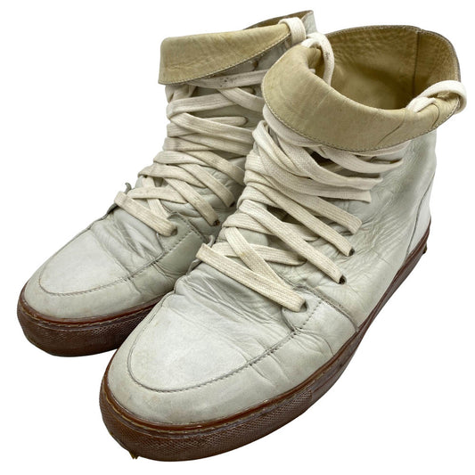 KRIS VAN ASSCHE クリスヴァンアッシュ レースアップ レザー ハイカット スニーカー ホワイト系【中古】