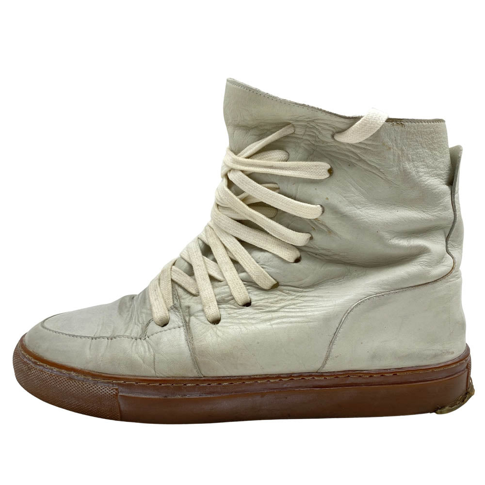 KRIS VAN ASSCHE クリスヴァンアッシュ レースアップ レザー ハイカット スニーカー ホワイト系【中古】