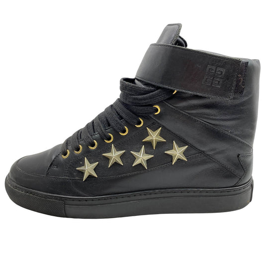 GIVENCHY ジバンシィ スタースタッズ ベルクロ ハイカット レザー スニーカー ブラック ブラック系 40【中古】