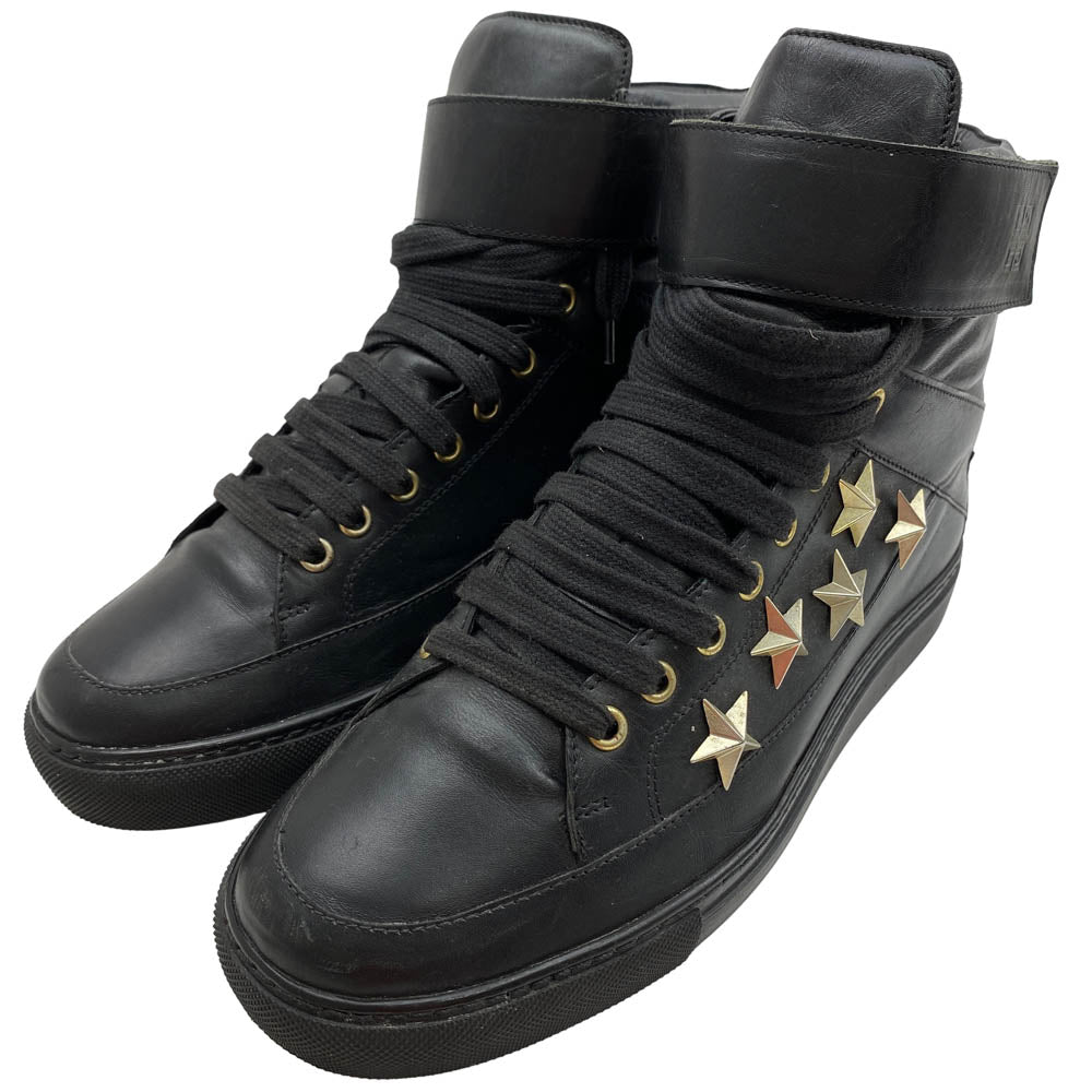 GIVENCHY ジバンシィ スタースタッズ ベルクロ ハイカット レザー スニーカー ブラック ブラック系 40【中古】