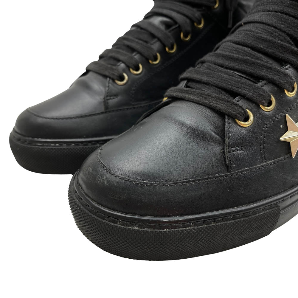 GIVENCHY ジバンシィ スタースタッズ ベルクロ ハイカット レザー スニーカー ブラック ブラック系 40【中古】