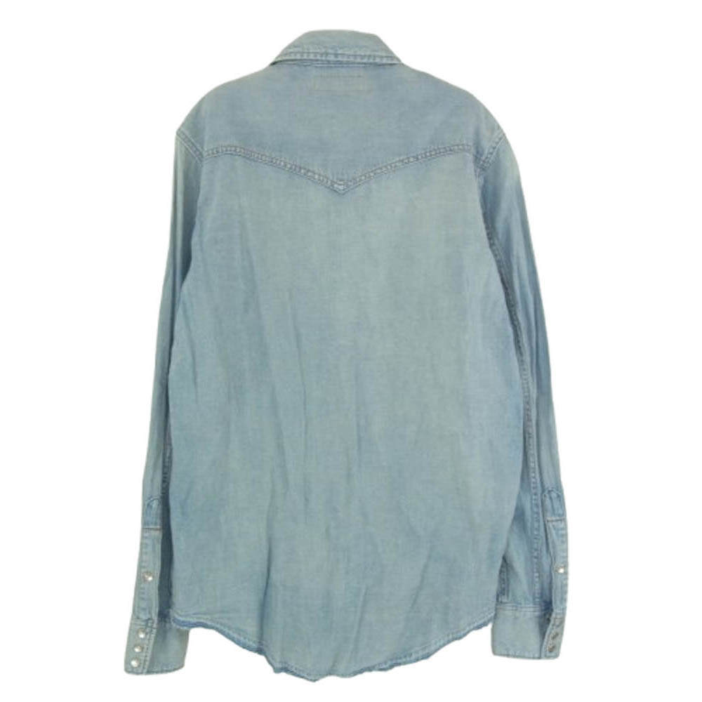 SAINT LAURENT サンローラン 407715 Y890L USED加工 デニム ウエスタン 長袖 シャツ インディゴブルー系 XS【中古】
