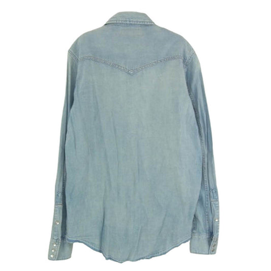 SAINT LAURENT サンローラン 407715 Y890L USED加工 デニム ウエスタン 長袖 シャツ インディゴブルー系 XS【中古】