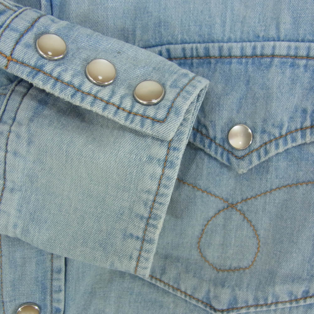 SAINT LAURENT サンローラン 407715 Y890L USED加工 デニム ウエスタン 長袖 シャツ インディゴブルー系 XS【中古】