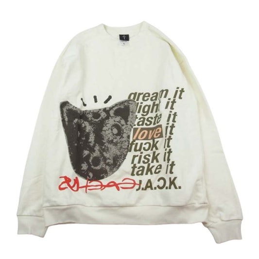 CACTUS JACK カクタスジャック Travis Scott D.L.T.L.F.R.T. CREWNECK トラヴィススコット クルーネック スウェット トレーナー ホワイト系 L【中古】