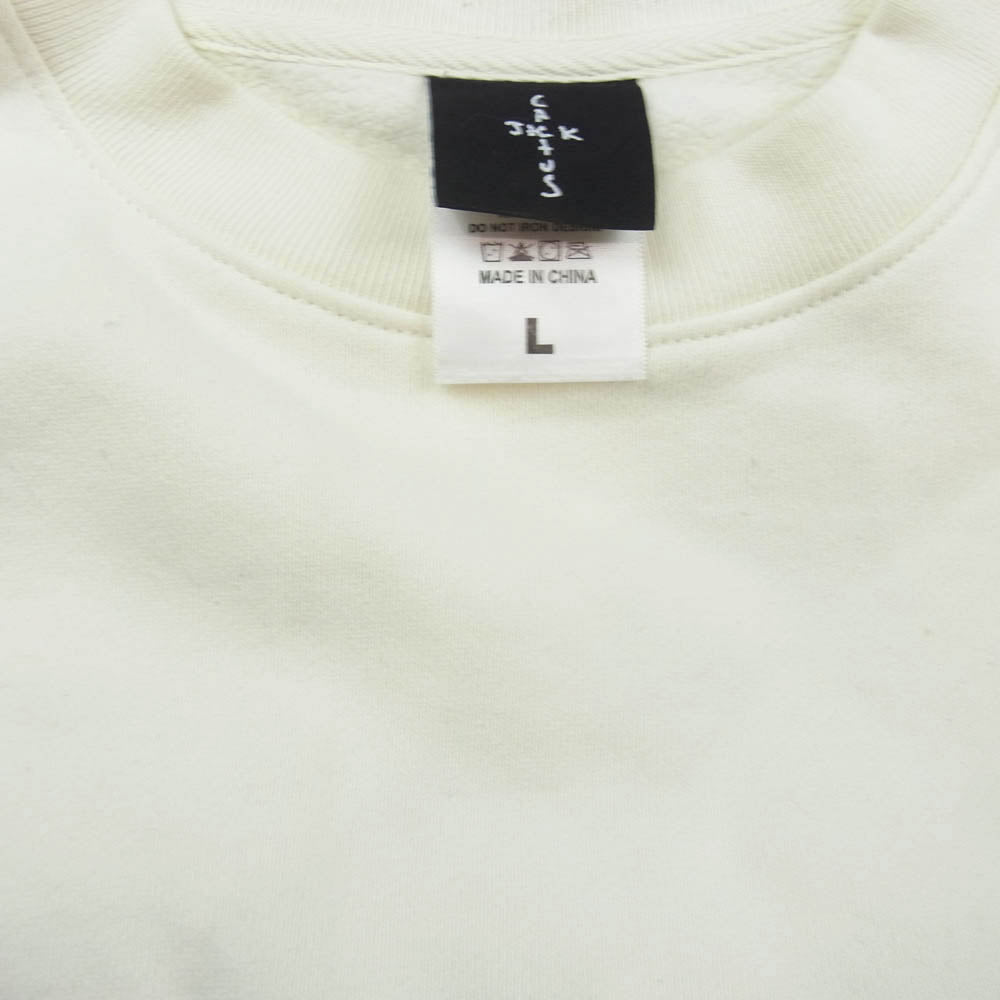CACTUS JACK カクタスジャック Travis Scott D.L.T.L.F.R.T. CREWNECK トラヴィススコット クルーネック スウェット トレーナー ホワイト系 L【中古】