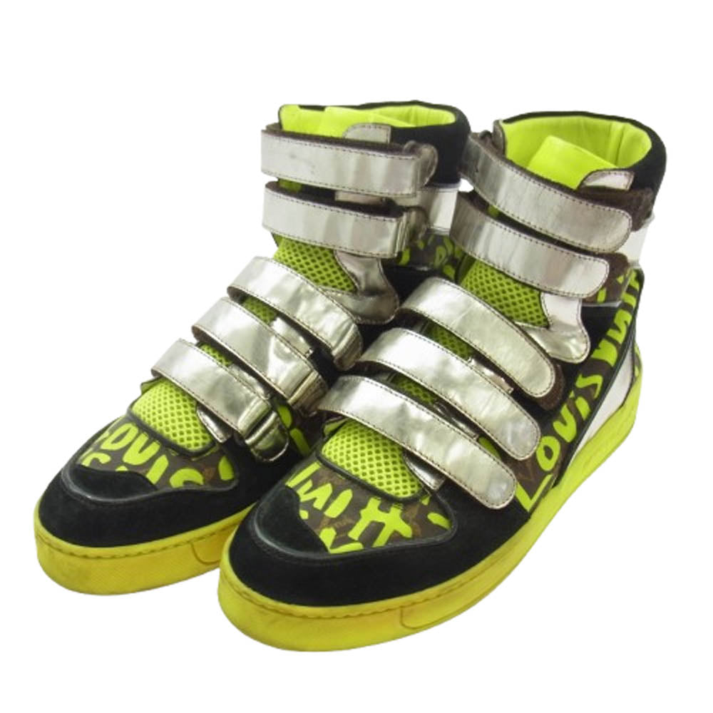 LOUIS VUITTON ルイ・ヴィトン FD0018 スティーブン スプラウス ミックスパッチワーク モノグラム グラフィティ ハイカットスニーカー マルチカラー系 6.5【中古】