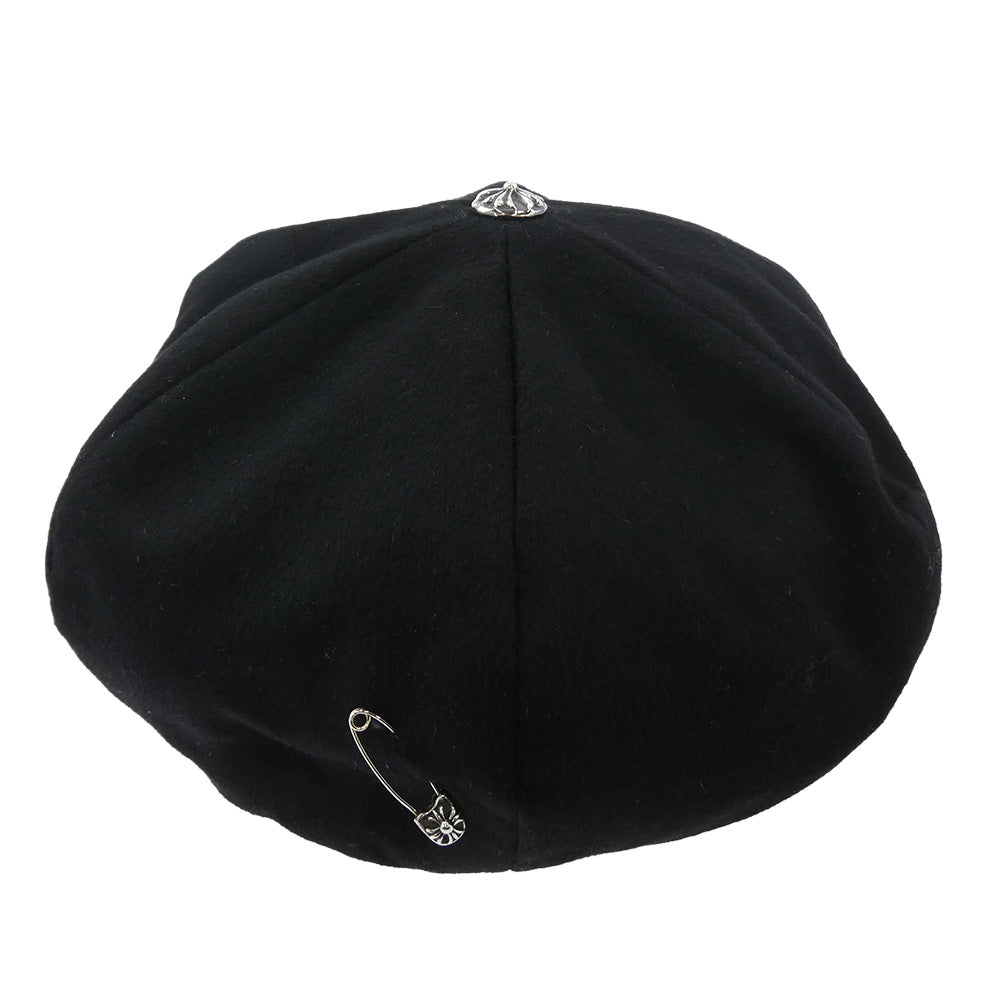 CHROME HEARTS クロムハーツ（原本無） GINA ジーナ セーフピン付き クロスボール カシミヤ ベレー帽 ブラック系 S【中古】