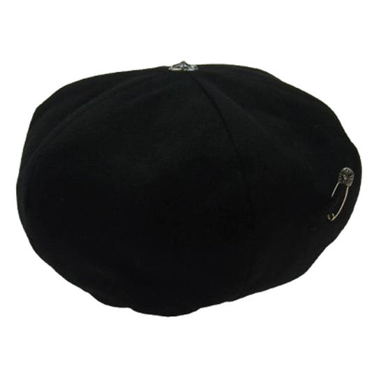 CHROME HEARTS クロムハーツ（原本無） GINA ジーナ セーフピン付き クロスボール カシミヤ ベレー帽 ブラック系 S【中古】