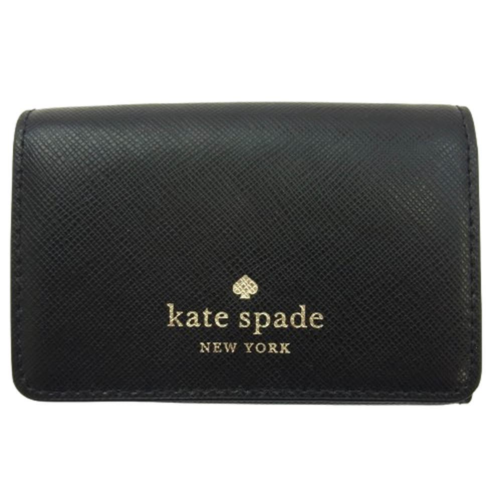 Kate Spade ケイトスペード ロゴ レザー カードケース 名刺入れ ブラック系【中古】