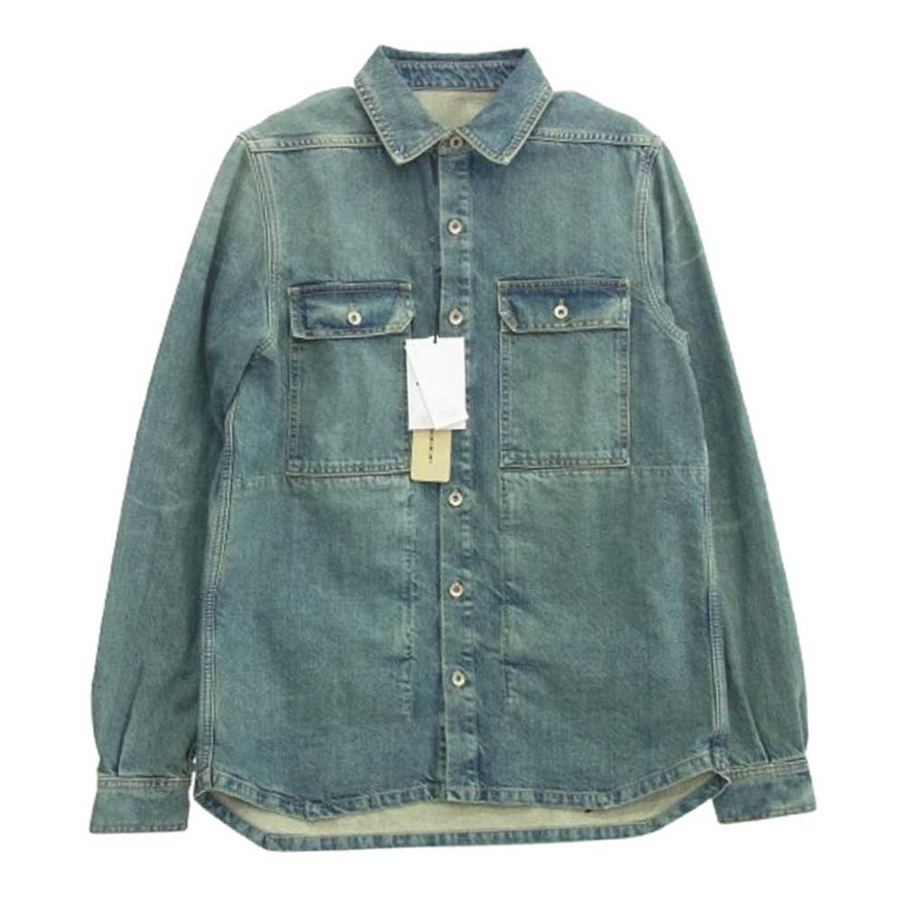 Rick Owens リックオウエンス DRKSHDW ダークシャドウ 25SS DU01E3755-DWB HOLLYWOOD OUTERSHIRT 13OZ WASHED INDIGO ハリウッド アウターシャツ デニムジャケット インディゴブルー系 S【美品】【中古】