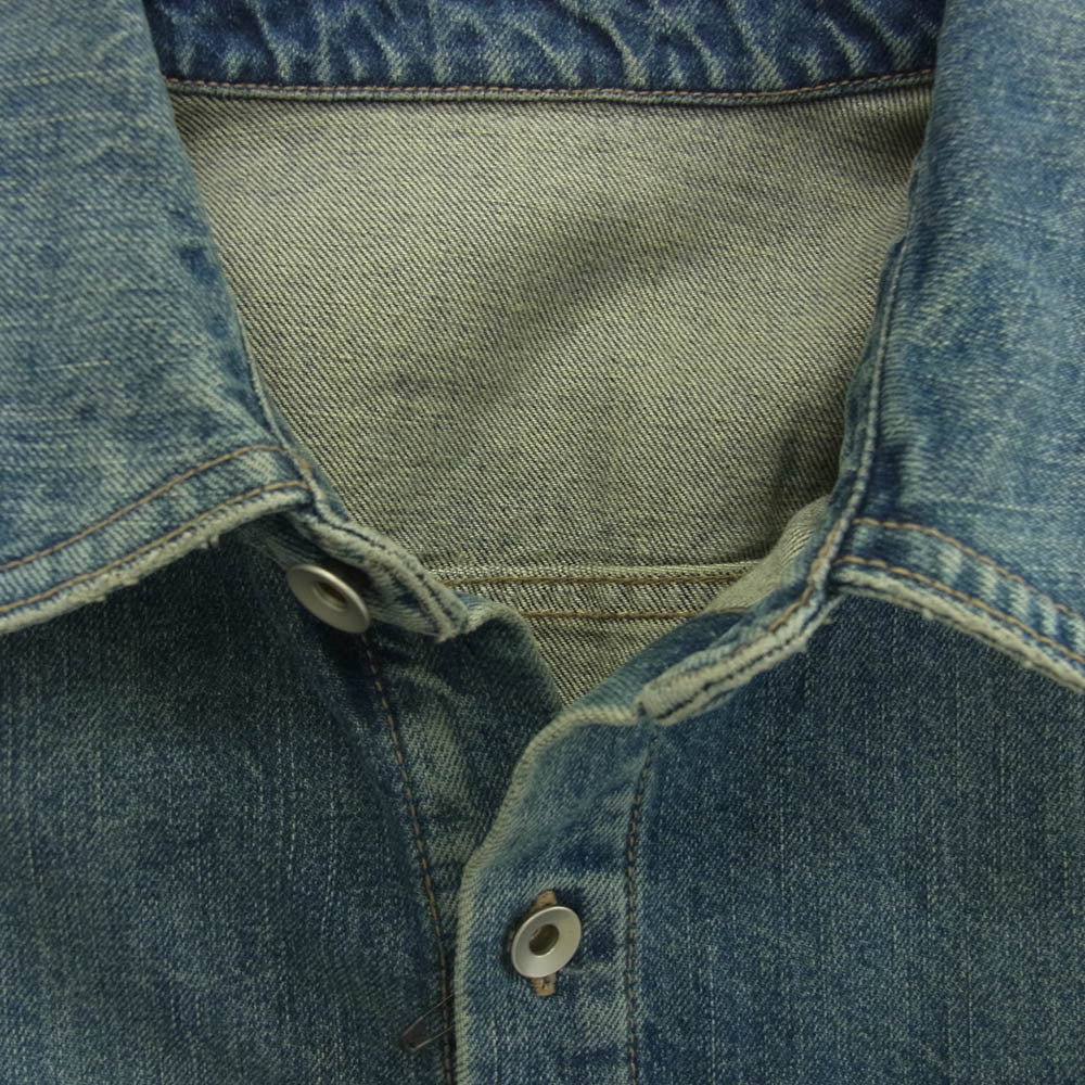 Rick Owens リックオウエンス DRKSHDW ダークシャドウ 25SS DU01E3755-DWB HOLLYWOOD OUTERSHIRT 13OZ WASHED INDIGO ハリウッド アウターシャツ デニムジャケット インディゴブルー系 S【美品】【中古】