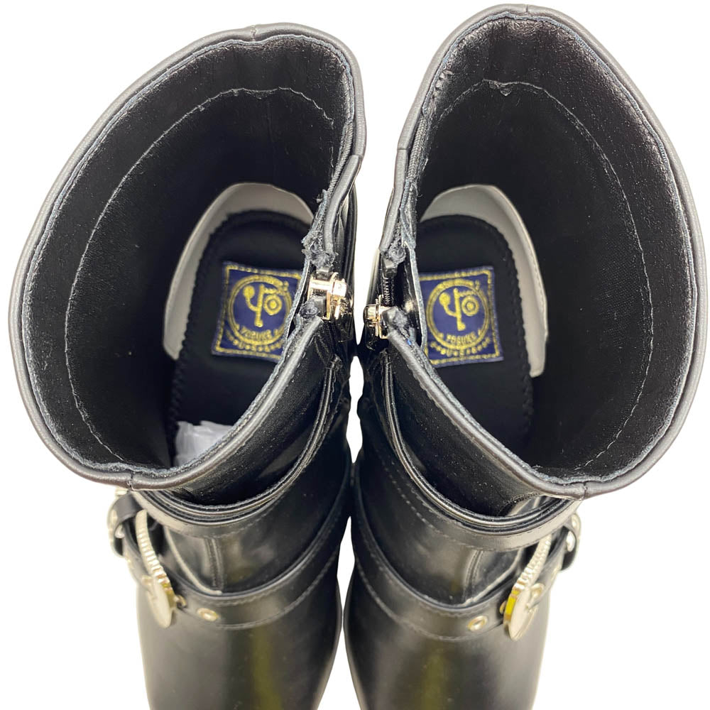 ヨースケ ヨウスケ 6318008 ウエスタンバックル クロスベルト ウエスタンブーツ 厚底ブーツ ショートブーツ ブラック系 26cm【極上美品】【中古】