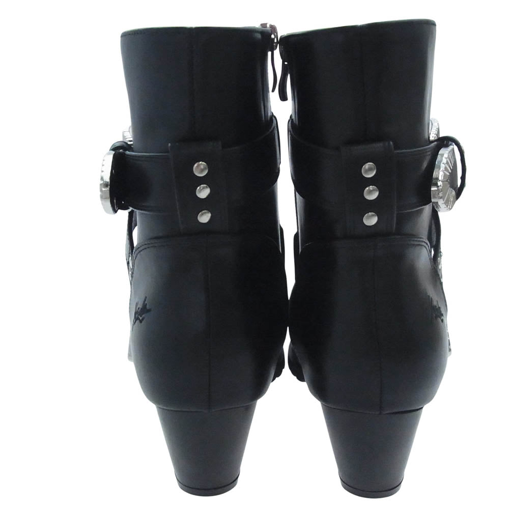 ヨースケ ヨウスケ 6318008 ウエスタンバックル クロスベルト ウエスタンブーツ 厚底ブーツ ショートブーツ ブラック系 26cm【新古品】【未使用】【中古】