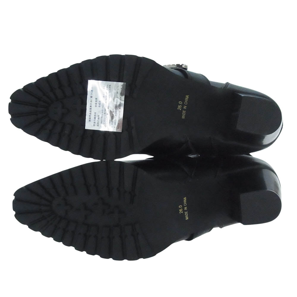 ヨースケ ヨウスケ 6318008 ウエスタンバックル クロスベルト ウエスタンブーツ 厚底ブーツ ショートブーツ ブラック系 26cm【新古品】【未使用】【中古】