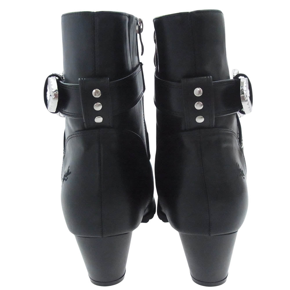 ヨースケ ヨウスケ 6318008 ウエスタンバックル クロスベルト ウエスタンブーツ 厚底ブーツ ショートブーツ ブラック系 26cm【新古品】【未使用】【中古】