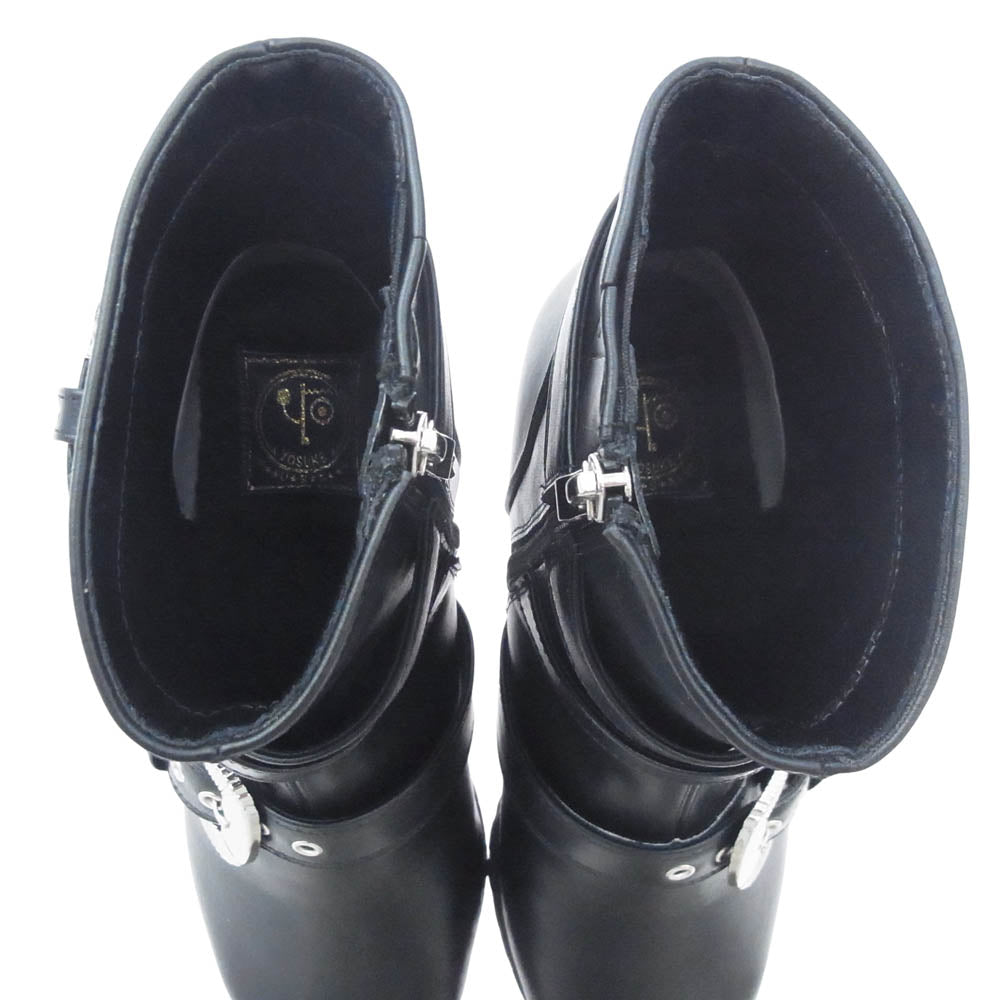 ヨースケ ヨウスケ 6318008 ウエスタンバックル クロスベルト ウエスタンブーツ 厚底ブーツ ショートブーツ ブラック系 26cm【新古品】【未使用】【中古】