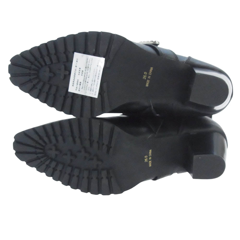 ヨースケ ヨウスケ 6318008 ウエスタンバックル クロスベルト ウエスタンブーツ 厚底ブーツ ショートブーツ ブラック系 26cm【新古品】【未使用】【中古】