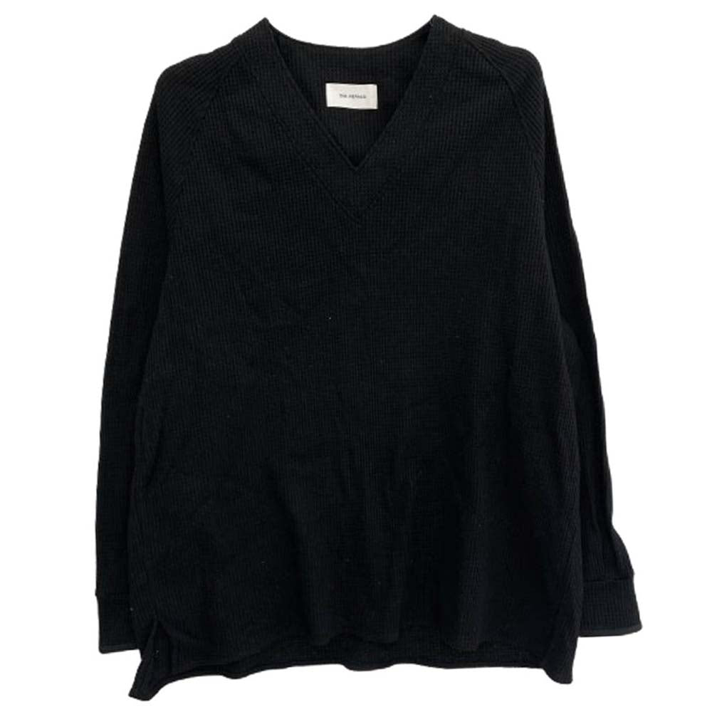 THE RERACS ザリラクス 22AW 22FW-RECS-363 ヘビーサーマル ロングスリーブ 長袖 Vネック カットソー ブラック系 46【中古】
