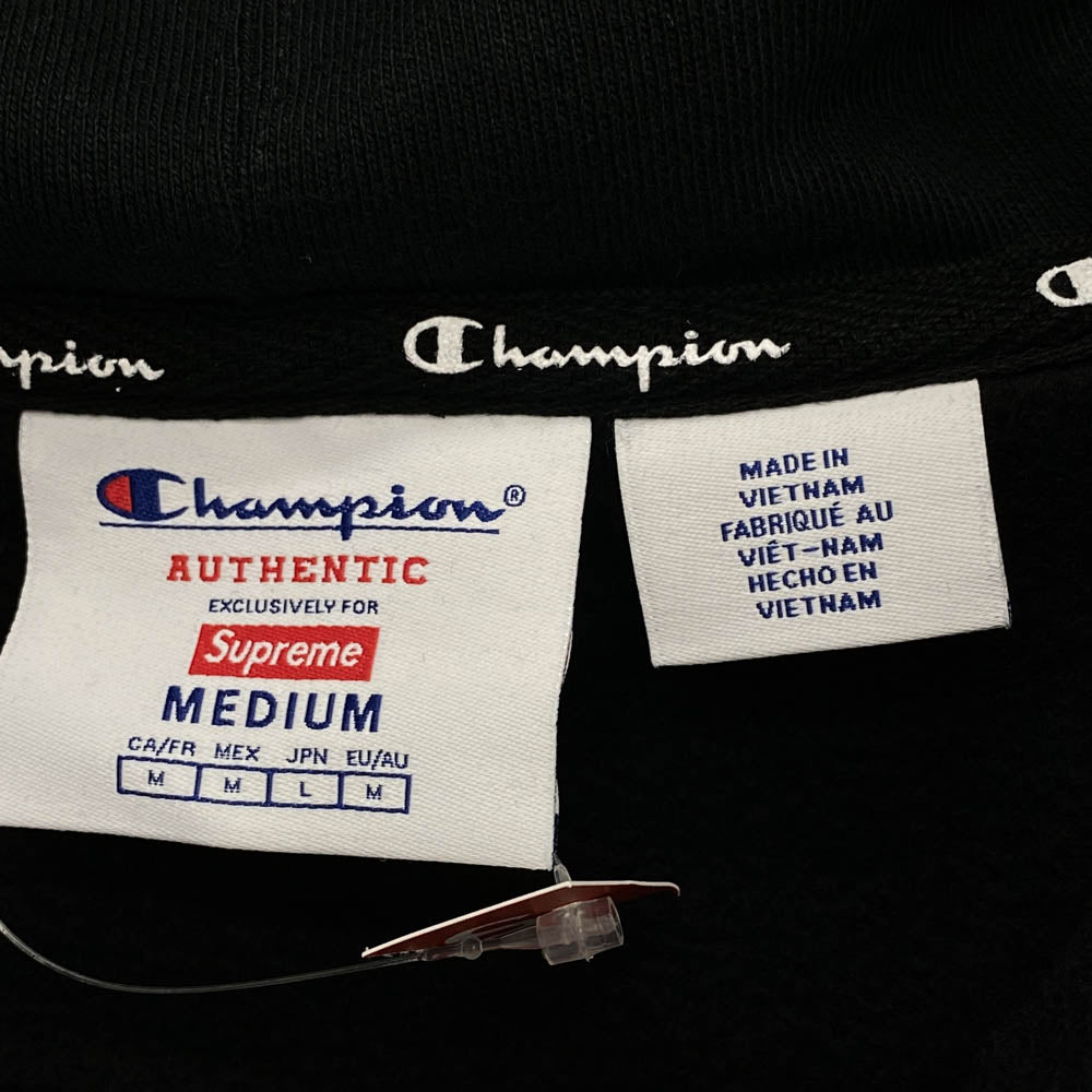 Supreme シュプリーム 24SS × Champion チャンピオン Hooded Sweatshirt フーデッド スウェットシャツ ジップ パーカー フーディ ブラック系 M【極上美品】【中古】