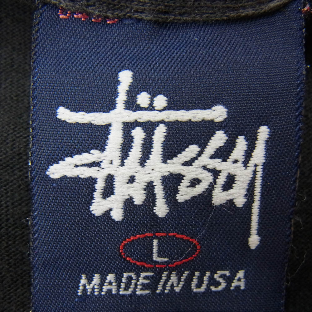 STUSSY ステューシー OLD オールド 紺タグ SKATETHING BASARA ロゴプリント 半袖 Tシャツ ブラック系 L【中古】