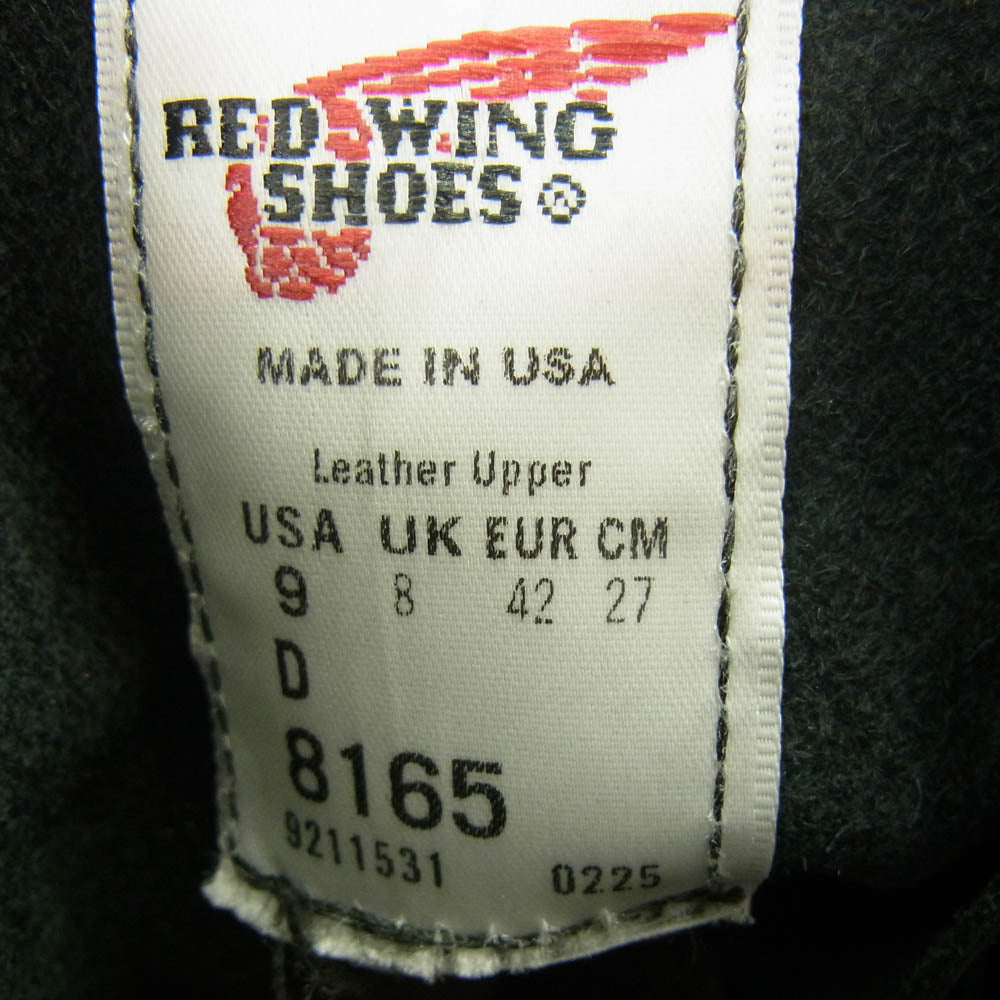 RED WING レッドウィング 8165 6inch 6インチ Classic Work Round-Toe クラッシック ワーク ラウンドトゥ ブーツ ブラック系 9D【極上美品】【中古】