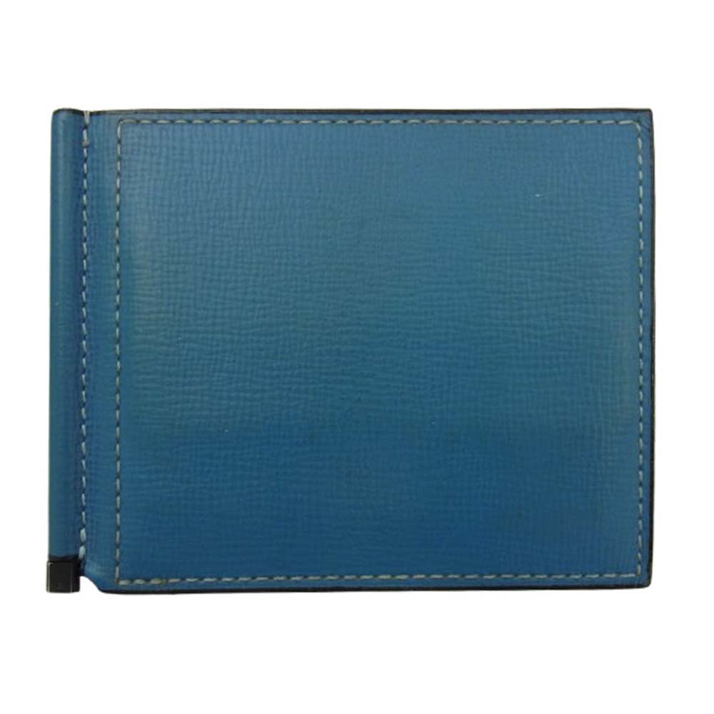 Valextra ヴァレクストラ レザー マネ―クリップ カードケース ライトブルー系【中古】