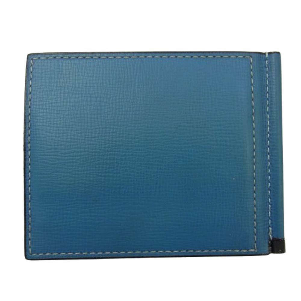 Valextra ヴァレクストラ レザー マネ―クリップ カードケース ライトブルー系【中古】