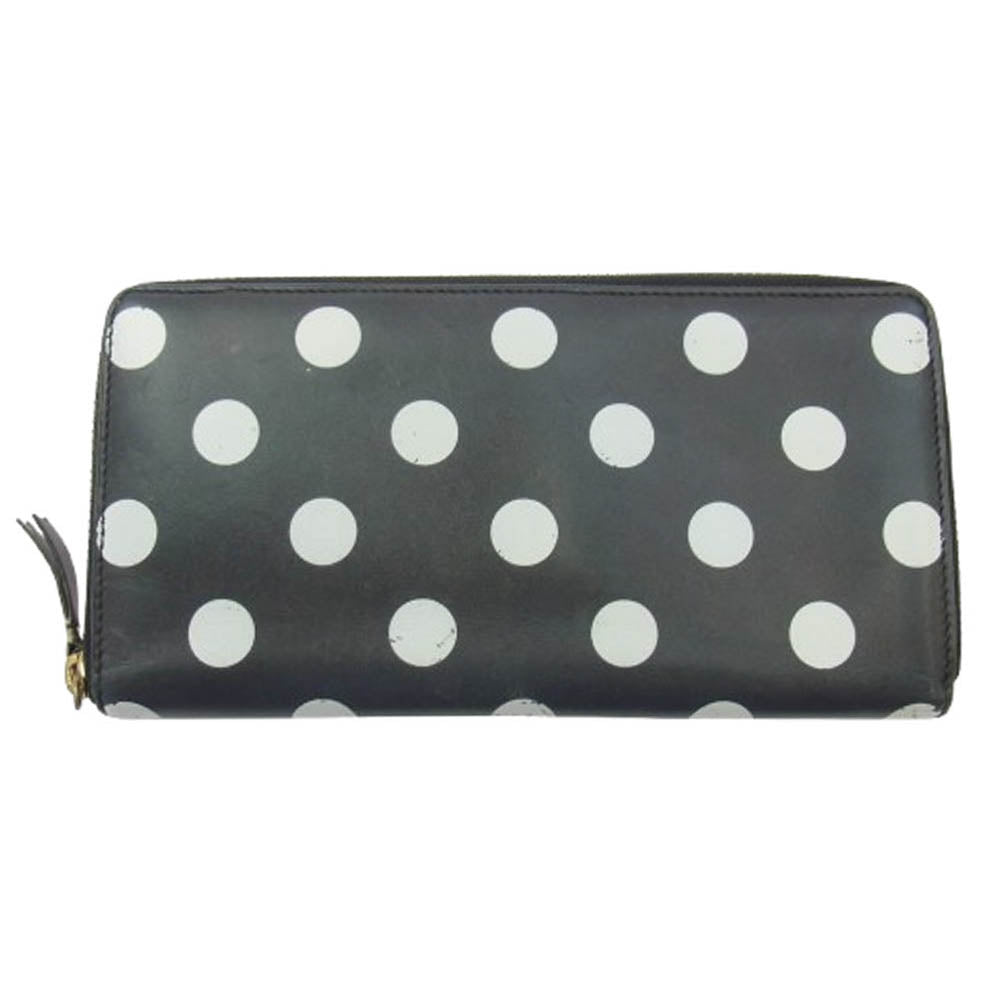 COMME des GARCONS コムデギャルソン ポルカドット ラウンドジップ ロングウォレット 長財布 ブラック系【中古】