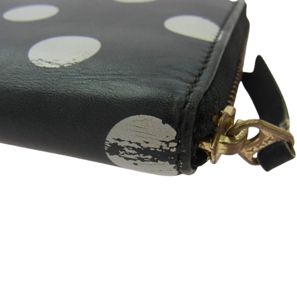 COMME des GARCONS コムデギャルソン ポルカドット ラウンドジップ ロングウォレット 長財布 ブラック系【中古】