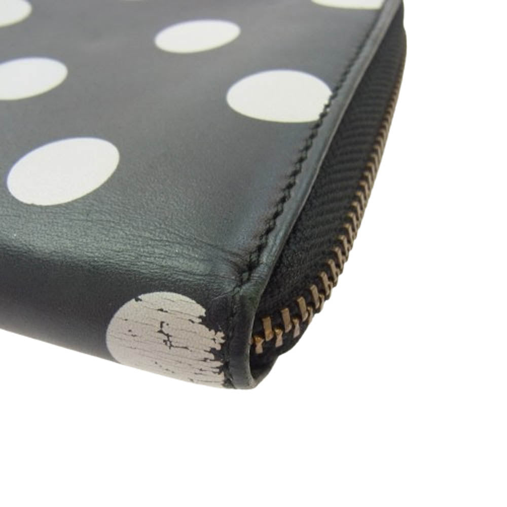 COMME des GARCONS コムデギャルソン ポルカドット ラウンドジップ ロングウォレット 長財布 ブラック系【中古】