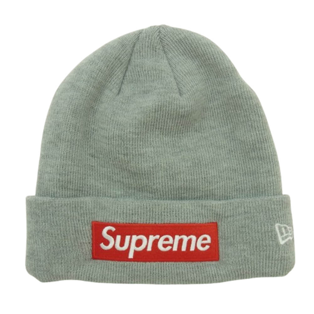 Supreme シュプリーム 18AW NEW ERA ニューエラ Box Logo Beanie ボックスロゴ 刺繍 ビーニー ニット帽 グレー系【中古】