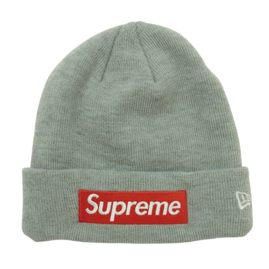 Supreme シュプリーム 18AW NEW ERA ニューエラ Box Logo Beanie ボックスロゴ 刺繍 ビーニー ニット帽 グレー系【中古】