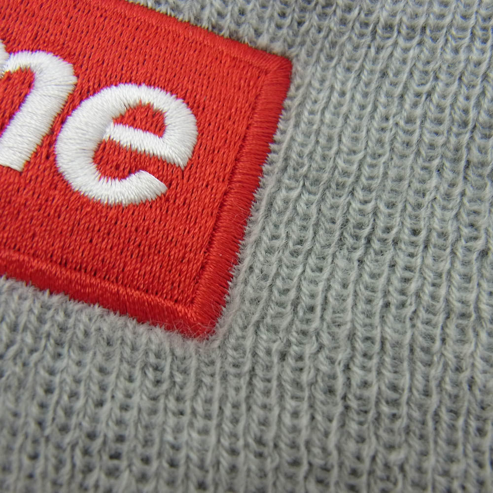 Supreme シュプリーム 18AW NEW ERA ニューエラ Box Logo Beanie ボックスロゴ 刺繍 ビーニー ニット帽 グレー系【中古】
