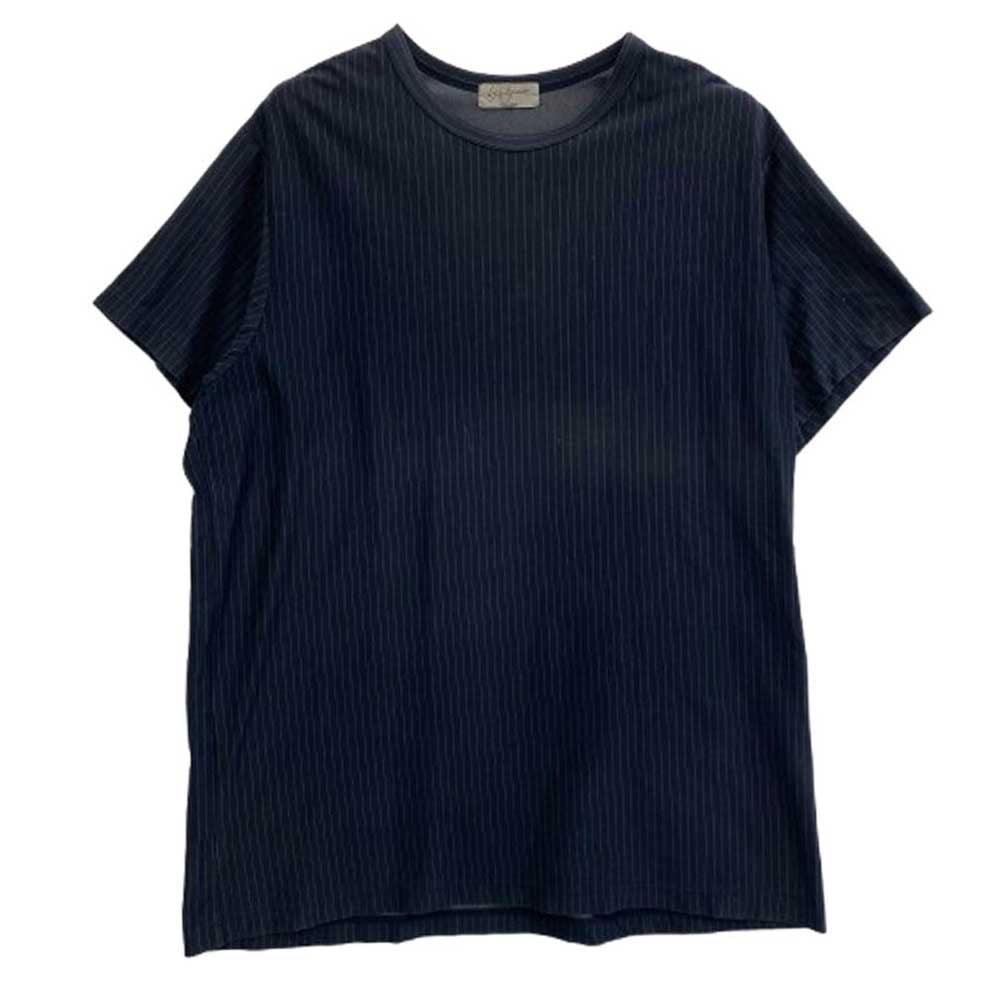 Yohji Yamamoto POUR HOMME ヨウジヤマモトプールオム H0-T05-071 ストライプ オーバーサイズ カットソー 半袖 Tシャツ ネイビー系 3【中古】