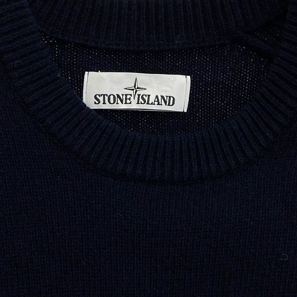 STONE ISLAND ストーンアイランド 7115552A3 ロゴワッペン クルーネックニット ネイビー系 XXXL【中古】