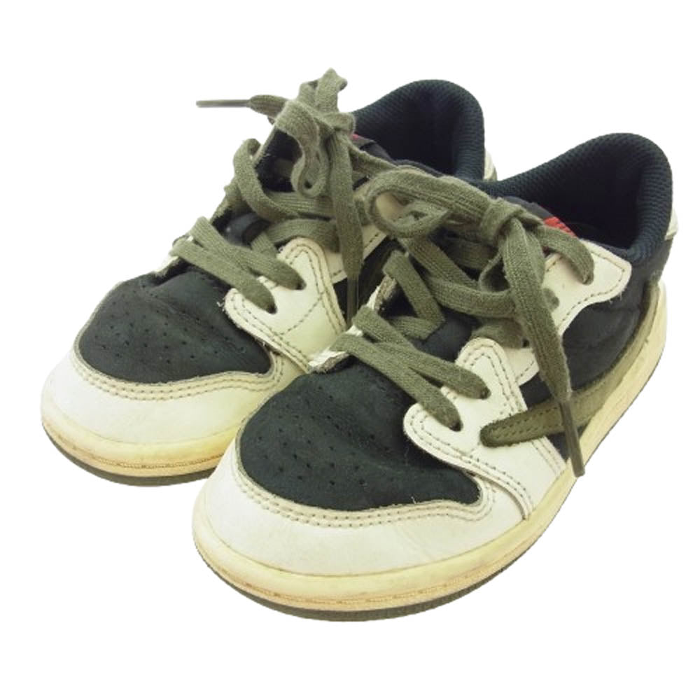 NIKE ナイキ フェイクバスターズ鑑定済×Travis Scott Air Jordan 1 Low OG Medium Olive トラヴィススコット エアジョーダン1 ロー OG スニーカー カーキ系 15cm【中古】