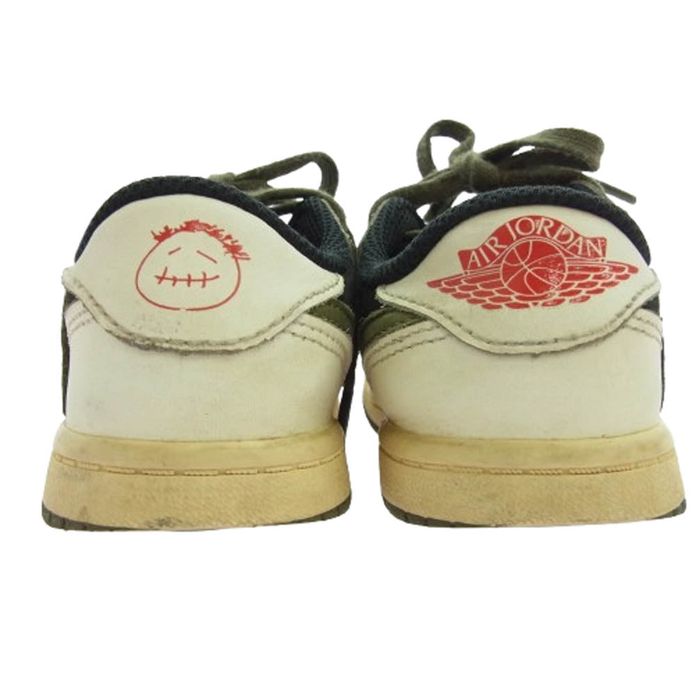NIKE ナイキ フェイクバスターズ鑑定済×Travis Scott Air Jordan 1 Low OG Medium Olive トラヴィススコット エアジョーダン1 ロー OG スニーカー カーキ系 15cm【中古】