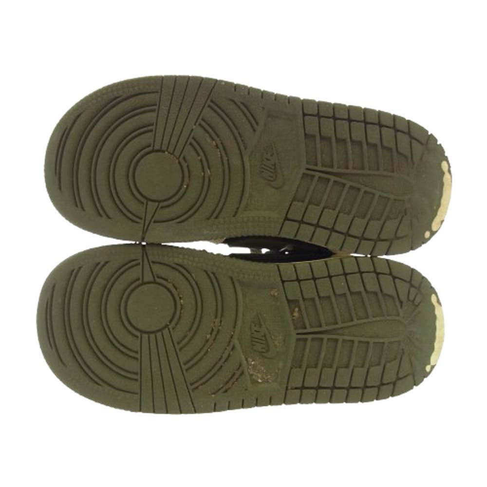 NIKE ナイキ フェイクバスターズ鑑定済×Travis Scott Air Jordan 1 Low OG Medium Olive トラヴィススコット エアジョーダン1 ロー OG スニーカー カーキ系 15cm【中古】
