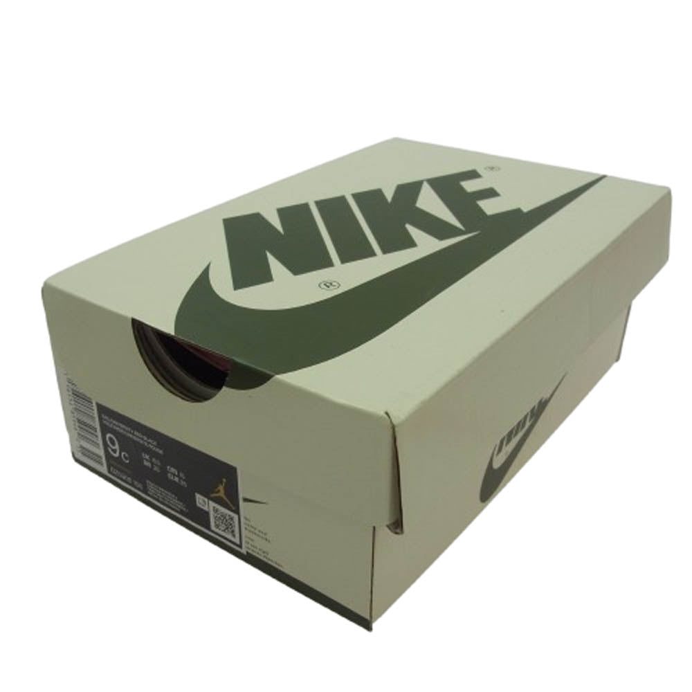 NIKE ナイキ フェイクバスターズ鑑定済×Travis Scott Air Jordan 1 Low OG Medium Olive トラヴィススコット エアジョーダン1 ロー OG スニーカー カーキ系 15cm【中古】